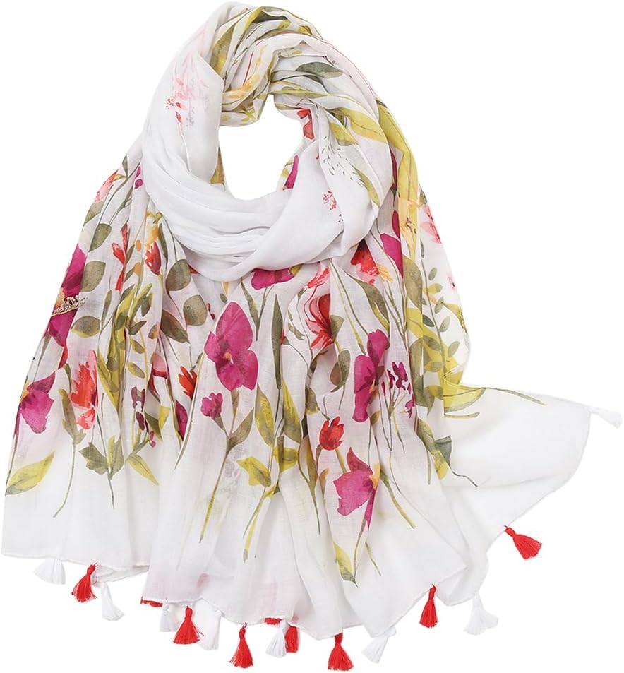 Lightweight Scarves Fashion Flowers Print Women Wrap Scarf Head Shawl