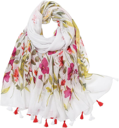 Lightweight Scarves Fashion Flowers Print Women Wrap Scarf Head Shawl