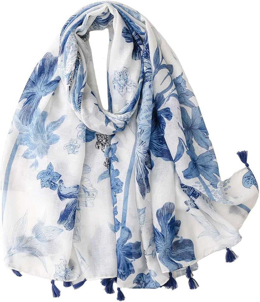 Lightweight Scarves Fashion Flowers Print Women Wrap Scarf Head Shawl