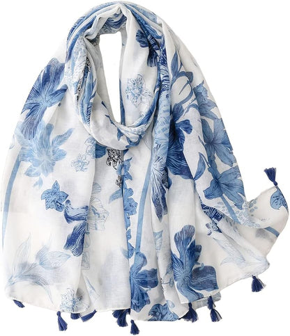 Lightweight Scarves Fashion Flowers Print Women Wrap Scarf Head Shawl