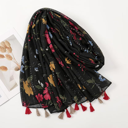 Lightweight Scarves Fashion Flowers Print Women Wrap Scarf Head Shawl