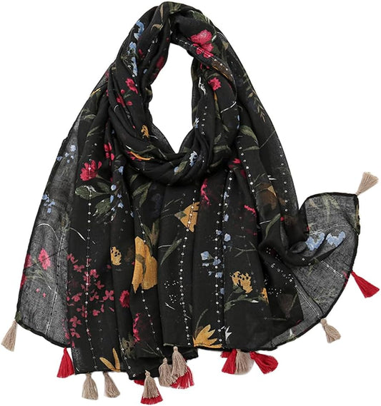 Lightweight Scarves Fashion Flowers Print Women Wrap Scarf Head Shawl