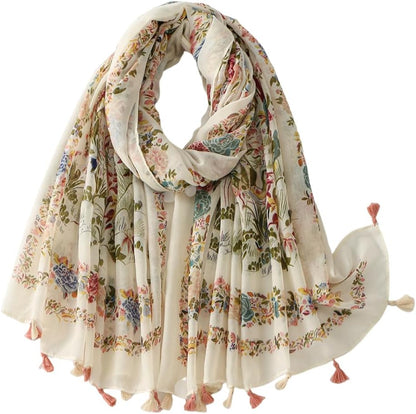 Lightweight Scarves Fashion Flowers Print Women Wrap Scarf Head Shawl