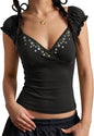 Women Short Sleeve Slim Fit Basic Tees Cute Crop Tops Y2k Summer Trendy Going Out Clothes