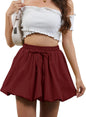 Women's Black Bubble Skirt Drawstring High Elastic Waisted Lining Shorts Casual Puff Balloon Short Skirts