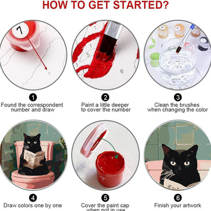 Black Cat Paint by Numbers Kit for Adults Beginner (Without Frame)