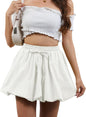 Women's Black Bubble Skirt Drawstring High Elastic Waisted Lining Shorts Casual Puff Balloon Short Skirts
