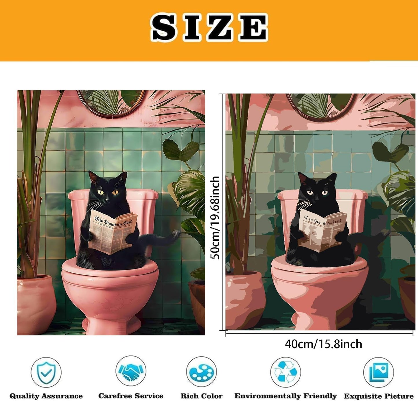 Black Cat Paint by Numbers Kit for Adults Beginner (Without Frame)