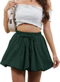 Women's Black Bubble Skirt Drawstring High Elastic Waisted Lining Shorts Casual Puff Balloon Short Skirts