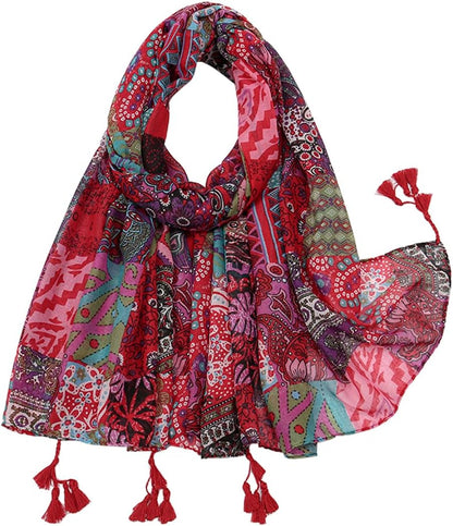 Lightweight Scarves Fashion Flowers Print Women Wrap Scarf Head Shawl