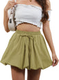 Women's Black Bubble Skirt Drawstring High Elastic Waisted Lining Shorts Casual Puff Balloon Short Skirts