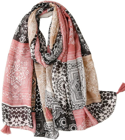 Lightweight Scarves Fashion Flowers Print Women Wrap Scarf Head Shawl