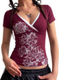 Women Short Sleeve Slim Fit Basic Tees Cute Crop Tops Y2k Summer Trendy Going Out Clothes