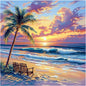 Beach Diamond Painting Kits | DIY Sunset Full Drill Diamond Art Dots for Beginners