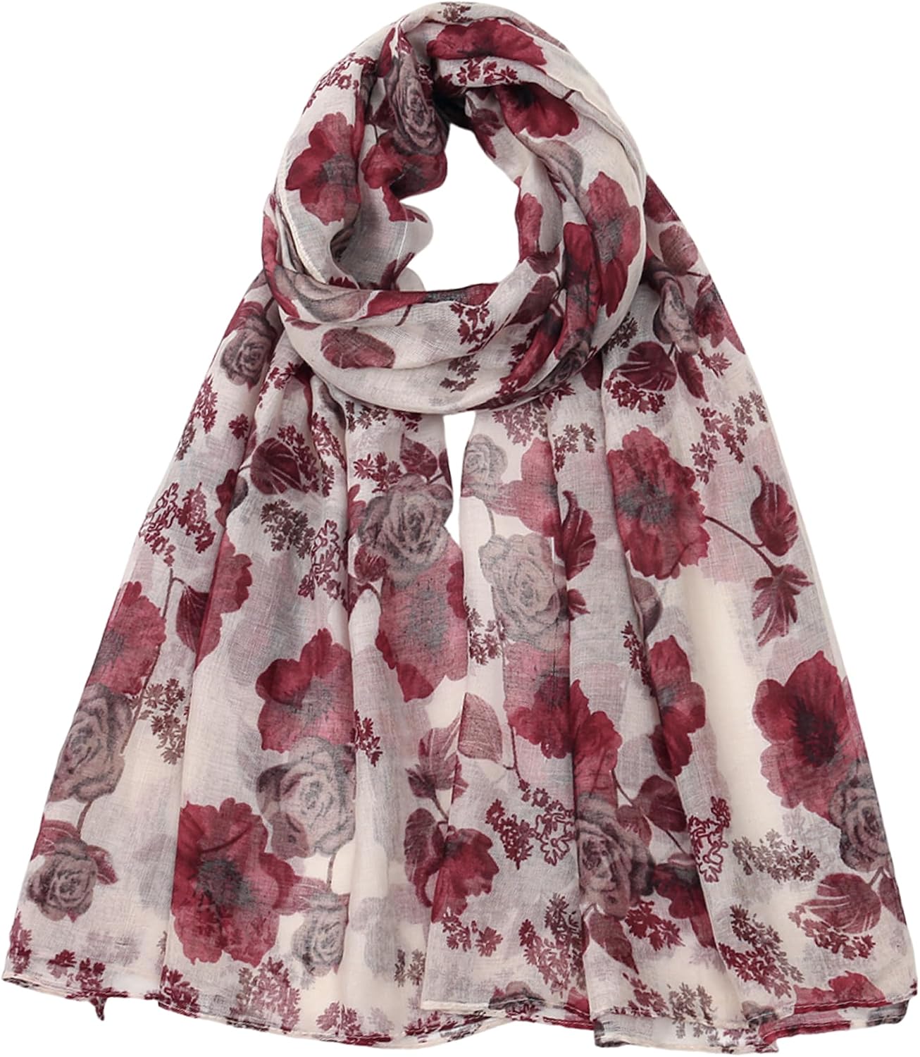 Lightweight Scarves Fashion Flowers Print Women Wrap Scarf Head Shawl