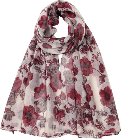 Lightweight Scarves Fashion Flowers Print Women Wrap Scarf Head Shawl