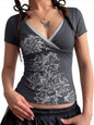 Women Short Sleeve Slim Fit Basic Tees Cute Crop Tops Y2k Summer Trendy Going Out Clothes