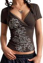 Women Short Sleeve Slim Fit Basic Tees Cute Crop Tops Y2k Summer Trendy Going Out Clothes