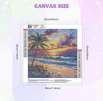 Beach Diamond Painting Kits | DIY Sunset Full Drill Diamond Art Dots for Beginners