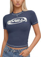 Women Short Sleeve Slim Fit Basic Tees Cute Crop Tops Y2k Summer Trendy Going Out Clothes