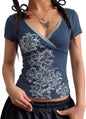 Women Short Sleeve Slim Fit Basic Tees Cute Crop Tops Y2k Summer Trendy Going Out Clothes