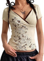 Women Short Sleeve Slim Fit Basic Tees Cute Crop Tops Y2k Summer Trendy Going Out Clothes