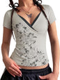 Women Short Sleeve Slim Fit Basic Tees Cute Crop Tops Y2k Summer Trendy Going Out Clothes