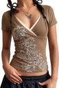 Women Short Sleeve Slim Fit Basic Tees Cute Crop Tops Y2k Summer Trendy Going Out Clothes