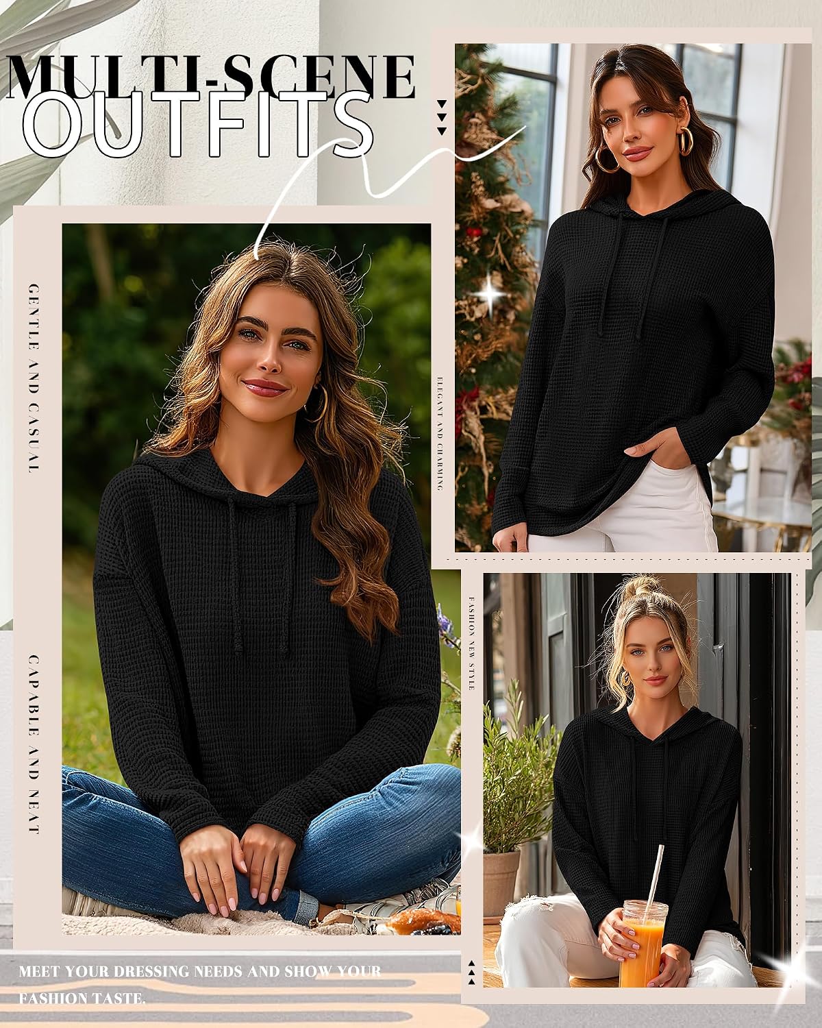 Women Plus Size Sweatshirt. Lightweight Hoodies. Long Sleeve Pullove